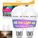Neporal LITE Emergency Rechargeable Light Bulbs A19, Light Up to 48 hrs, Battery Operated Light Bulb, 5000K E26 LED Bulb, Emergency Lights for Home Power Failure (Daylight-2PK, 12, Watts)