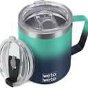 WETOWETO 14 oz Coffee Mug Set, Vacuum Insulated Camping Mug with Lid, Double Wall Stainless Steel Travel Tumbler, Coffee Cup Outdoor, Powder Coated Secret Ocean