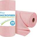 AIDEA Microfiber Cleaning Cloth Roll, 50PK, Tear Away Reusable Paper Towels Pink, Commercial Shop Rags, Microfiber Towels for Cars, Lint Free Cleaning Rags for House, Kitchen, Garage Shop, 11.5"11.5"
