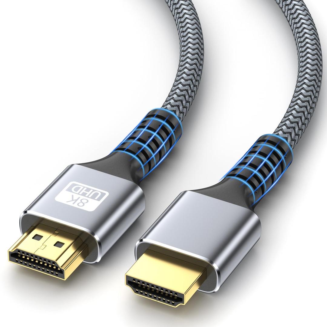 8k Hdmi Cable 6.6ft Ultra High Speed HDMI 2.1 Cable 8K@60HZ 4K@120HZ 48Gbps HDMI Cord for HDTV,PS4,PS5,Monitor Laptop,Xbox,HDCP 2.2&2.3 Support HDR,eARC,Dolby.(Silvery)