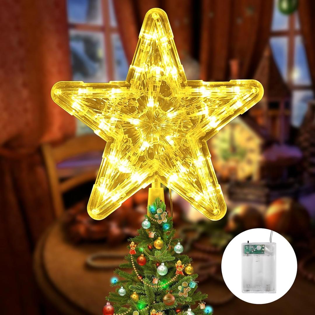 Christmas Tree Toppers 10 Inch - Shining Christmas Tree Star - Easy to Install Star Tree Topper for Christmas Decorations