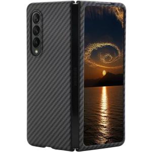 Carbon Fiber for Samsung Galaxy Z Fold 3/4/5/6/7 Case Ultra Thin Slim PC Hard Phone Cases Anti -Fingerprint Shockproof Protective Cover for Samsung Z Fold 3/4/5/6/7 5G Shell (Black, Z Fold 6)