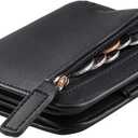 Toughergun Wallet Women Rfid Blocking Small Compact Bifold Luxury Leather Pocket Wallet Ladies Mini Purse with ID Window (Black)