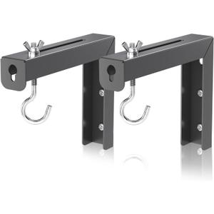 suptek Universal Projector Screen Wall Mount L-Brackets Wall Hanging Mount 6 inch Adjustable Extension Mounting Hooks for Projection Screen up to 66 lbs, 30 kg Capacity Each, PRL001B, Black (1 Pair)