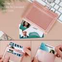 Uniclife Horizontal Rose Gold Leather ID Badge Holder and Retractable Adjustable Lanyard Breakaway Neck Lanyard with Retractable Badge Reel Quick-Release Buckle and Card Protector