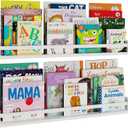 Wallniture Utah 32" White Nursery Bookshelves Wall Mounted, Wood Floating Book Shelves for Kids Room Set of 2