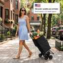 Shopping Cart, Super Loading Stair Climber 220 lbs Capacity, Grocery Foldable Trolley with Extra Large Shopping Bag Laundry Utility Cart with Adjustable Bungee Cord (Black)