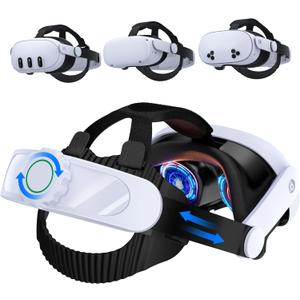 SVETAECHO for Meta Quest 3/3S/Quest 2 Head Strap - Dual-Knob Adjustable, 45Quick-Flip & Memory Foam Pads | Easy Install Kit, Pressure Relief