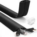 4ft Cord Hider Floor, Heavy Duty Cord Covers for Wires on Floor, Black Floor Cable Management, Hide Cord Cover Floor, Electrical Cable Hider Cord Protector Floor, Cable Cavity: 0.78" W x 0.32" H