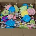 12 Pcs Christmas Tree Ornaments Candy Land Macaron Lollipop Pastel Christmas Tree Toppers Picks Filler Decorations for Wreath Vase Home Party Candyland Decor