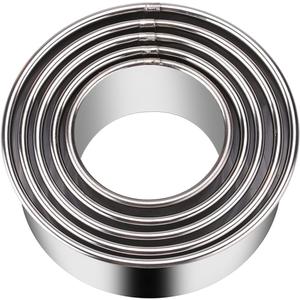 5 Pieces Biscuit Cookie Cutters Set,Stainless Steel Circle Round Cookie Biscuit Cutters in Graduated Sizes Shape Molds for Pastries Doughs Doughnuts (5 Sizes)
