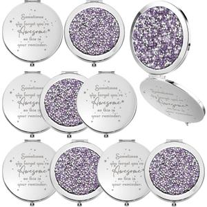 Roowest 10 Pcs Inspirational Compact Mirror Sometimes You Forget You're Awesome Appreciation Gifts for Women Employee Coworker Friends Birthday Party Favors Magnifying Pocket Mirror (Light Purple)
