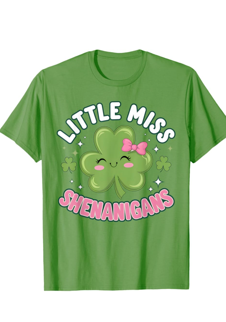 Little Miss Shenanigans St Patricks Day Irish Girls Kids T-Shirt Size M 140/9-10