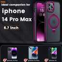 Magnetic Case for iPhone 14 Pro Max, with Invisible Ring Stand, Military Drop Protection, Shockproof Anti-Fingerprint Matte Protective Cover for iPhone 14 Pro Max, Hot Pink