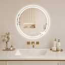 BEAUTYPEAK 20 Inch Round LED Bathroom Mirror with Lights, Circle Frameless Wall Mounted Vanity Mirror with Anti-Fog, Dimmable 3 Color Temperature, Memory Function, Tempered Glass for Modern Home Decor