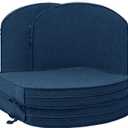 Outdoor Chair Cushions, Fade-Resistant & Water-Resistant, D Shaped Patio Furniture Seat Chair Pads Replacement with Ties, Non-Slip Bottom, Removable Cover, Set of 4, 17 x 16 Inch, Navy Blue, 17" x 16" 4 Pack