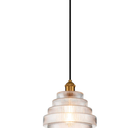1-Light Antique Bronze Statement Pendant Light with Stripped Glass Shade CA2221-H
