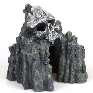 Aquarium Decorations - Skull Mountain Landscape Fish Tank Decoration, Betta and Reptiles Sleep Rest Play Game Cave