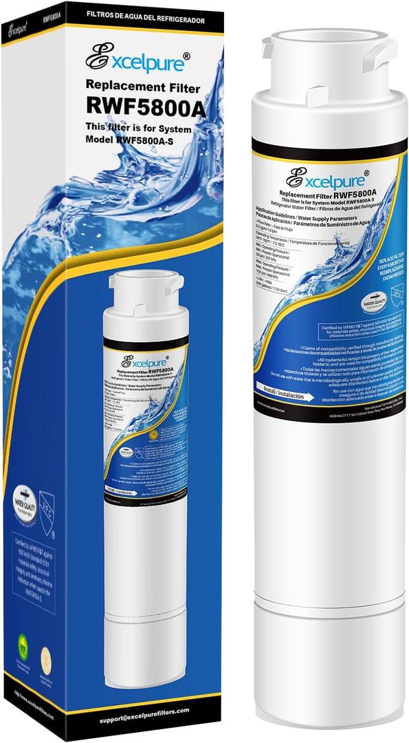 EXCELPURE RWF5800A Refrigerator Water Filter Replacement for Frigidaire EPTWFU01 EWF02 Pure Source Ultra II, PureSource Ultra 2, SCWFTCTO, GP006, EPTWFUO1, MR022, JO22, BO022, TH-01, DE022, 1007 1PACK