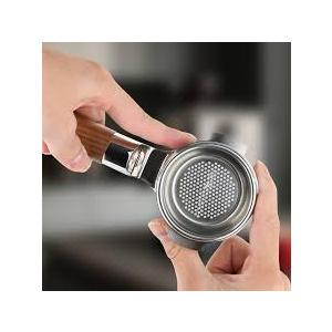 Mischief 58mm Bottomless Portafilter, 316 Stainless Steel, Fits E61 Group Heads, La Marzocco, Rocket, ECM, Synesso, VBM, Flat Base, Double Shot Basket, Walnut wood (Walnut Wood, 58MM for E61)