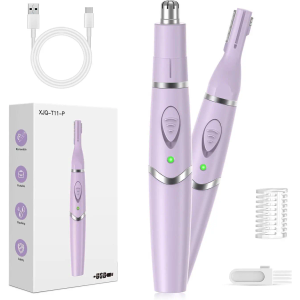 Ear and Nose Hair Trimmer for Women, 2025 Professional Painless 2 in 1 USB Rechargeable Eyebrow & Facial Hair Trimmer, Precision Tool with Powerful Motor and Dual-Edge Blades, IPX7 Waterproof
