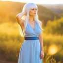 3 Pcs Princess Costume Accessories Female Warrior Long White Hair Gold Earrings Crystal Necklace for Women Halloween Dress up