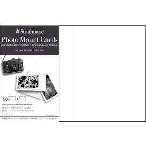 Strathmore Photo Mount Cards, White with Decorative Border, 5x6.875 inches, 50 Pack, Envelopes Included - Blank Greeting Cards for Weddings, Events, Birthdays
