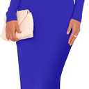 Caracilia Womens Off the Shoulder Bodycon Maxi Dress Fall Sexy Elegant Long Sleeve Ruched Club Party Formal Cocktail Dresses Navy Blue, Medium