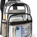 KIMNERPU Clear Backpack, Heavy Duty Transparent Bookbag for School with Reinforced Strap for Women, Men, Capacity Bag for College Clear