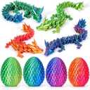 3D Printed Dragon Egg Toy, Fidget Toys for Children, Xmas Gift for Adults with Stress, Autism, ADHD, Perfect Christmas Stocking Stuffer (4 Pack)