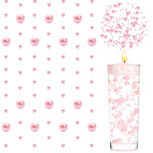 Tondiamo 24 Pcs Artificial Pearl String for Floating Candle Faux Pearls Beads String Garland Centerpiece Decoration for Vases Filler Wedding Spring Holiday Party Decor(Pink)