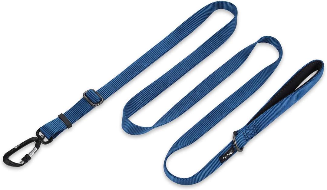 Hyhug Nylon Adjustable 4-6ft Dog Leash with Soft Neoprene Padded Handle, Durable Heavy Duty Leash with Easy-to-Use Bolt Snap, Ideal for Jogging Outdoor (Classic Blue)