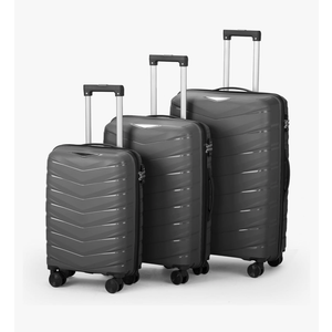 Karl home Luggage Set 3 Piece, PP Hard Shell Suitcase with Spinner Wheels & TSA Lock, Lightweight Carry on Suitcase Set 20in Carry-on 24in 28in Checked, Dark Gray
