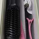 Cordless Hair Straightener Brush, Portable Straightening Brush for Women, Mini Negative Ion Hot Comb for Travel, 30Mins Auto-Off, USB Rechargeable, Fast Heating 3 Temperature Settings (Black)