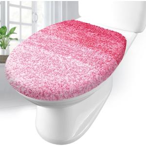 Arotive Soft Microfiber Bathroom Toilet Lid Cover, Machine Washable Seat Covers, 17.5 x 15, Stays in Place Rubber Backing, Fits Most Round, Elongated and Oblong Lids, Accessories Decor, Pink