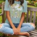 jusgai Women's Vintage Flowers Tshirts Floral Graphic Tees Wildflowers Shirts Summer Vacation Casual Short Sleeve Tops (XXL)