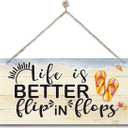 Flip Flops Wood Plaque, Life is Better in Flip Flops, Hanging Wood Sign Home Dcor, Beach Decor Sign, Summer Sign, Primitive Home Decor Sign, Beach House Wood Wall Decor, Seaside Hostel Hanging Decor
