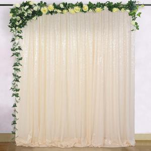 ShinyBeauty Sequin Backdrop 4FTx7FT Ivory Sequence Backdrop Curtain Wall 7FT Long Birthday Party Event Supplies Shimmer Photo Booth Background Sparkly Fabric Backdrop for Wedding Prom Banquet Decor (48"W x 84"L (Pack of 1))