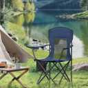 SONGMICS Breathable Camping Chairs, Foldable Outdoor Chairs Set of 2, High Back, Adjustable Armrests, Drink Holder, Weight Capacity 330 lb, for Sports Garden Backyard, Harbor Blue UGCB028Q01, Medium