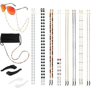 Damanse Eyeglass Chain,8 Pcs Beaded Eye Glasses Strap Holders around Neck For Women