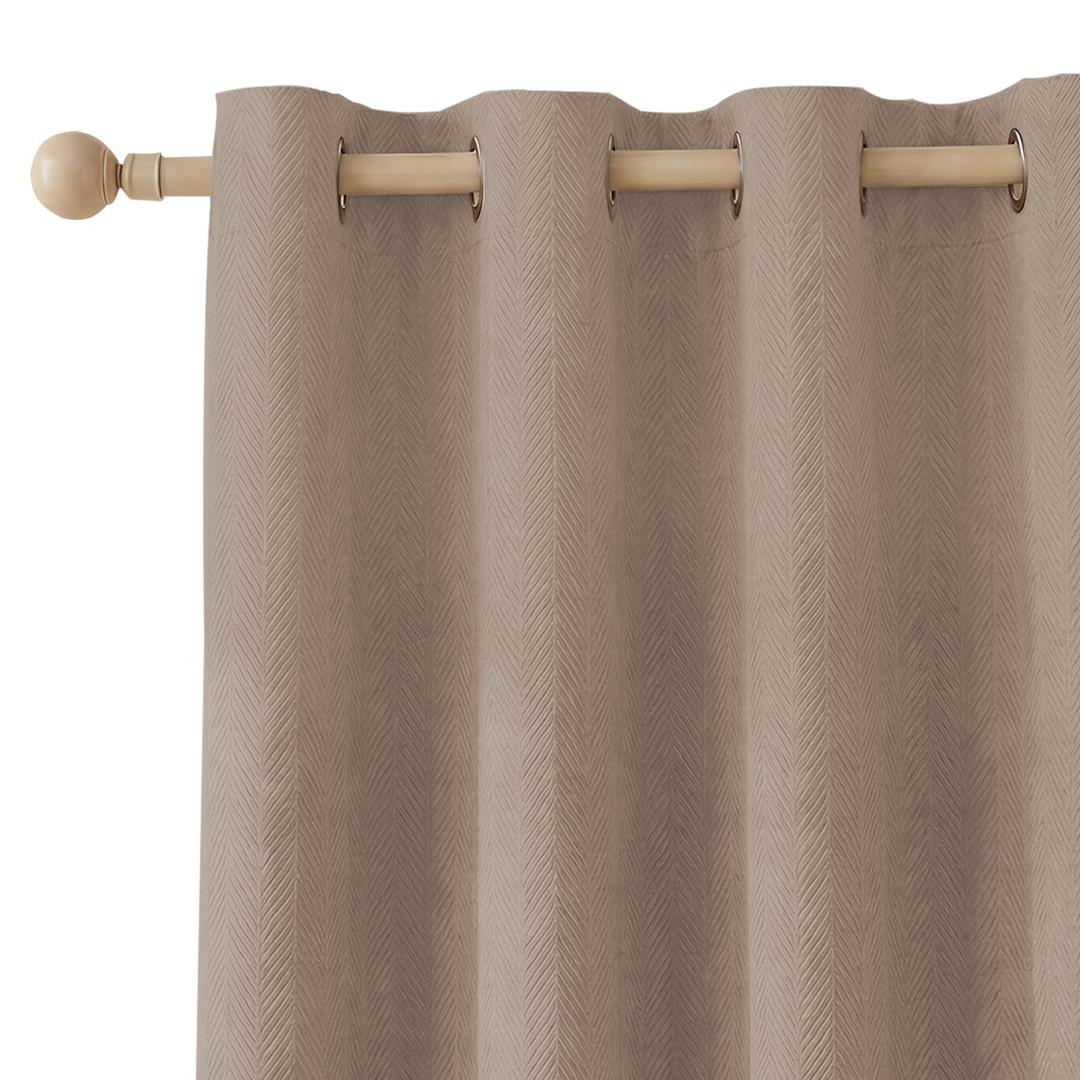 YSTELLAA Blackout Curtains for Bedroom 84 inch Long,2 Panels,Light Coffee