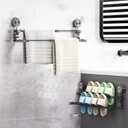 Adjustable Suction Cup Towel Bar (17.7INCH-30.3INCH), Suction Cup Double Towel Bar, Swivel Telescopic Bathroom Towel Holder, No Drill Easy Install