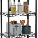 Golpart Small 5 Tier Shelves Storage Wire Shelving Unit Metal Shelf Adjustable Organizers Storage Shelving with Wheels for Bathroom Laundry Room Kitchen Pantry12D x 18W x 57.2H Black