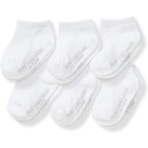 Burt's Bees Baby Baby Girls' Ankle Socks with Non-Slip Grips (6-Pack) (White, S)
