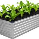 DIIYIV 8x4x1.5FT Galvanized Raised Garden Bed,Vegetable Boxes-Rectangle Metal Flower Box,Large Planter Raised Beds Outdoor Garden for Planting,Fruit,Herb-Silver