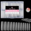 UNA GELLA XXL Long Square Nail Tips No Need File 216pcs Extra Long Straight Square Gel Nail Tips No C Curve Full Cover Press On Nails Clear Gel Extensions 12 Sizes