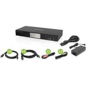 IOGEAR 2-Port Dual View DisplayPort KVMP Switch - 4K 60Hz - 2 DisplayPort In Per Channel - 2-Port USB 3.1 Hub 5Gbps - Keyboard Mouse Input - 7.1 HD Audio - Front Panel Selector - TAA Mac/Win - GCS1942