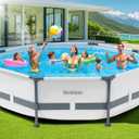 Above Ground Pool,10ft x 30in Frame Deep Swimming Pool,Round Family Pool,Large Above Ground Pool Easy Set,1200 Gallon Pool,Outdoor Backyard Pool for Kids,Adults-Grey,Pump Not Included