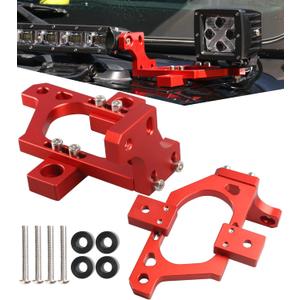 Red JL Hood Mount Pillar Cowl Mount 42inch Bar Light Mounting Brackets Compatible with Wrangler JL JLU 2018 2019 2020 2021 2022 2023 2024
