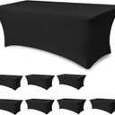 Table Cloths for 6 Foot Rectangle Tables-8 Pack Black Fitted Stretch Table Cover-Spandex Elastic 6ft Folding Tablecloth for Party Vendor Booth Display Banquet Buffet Event Craft Trade Show